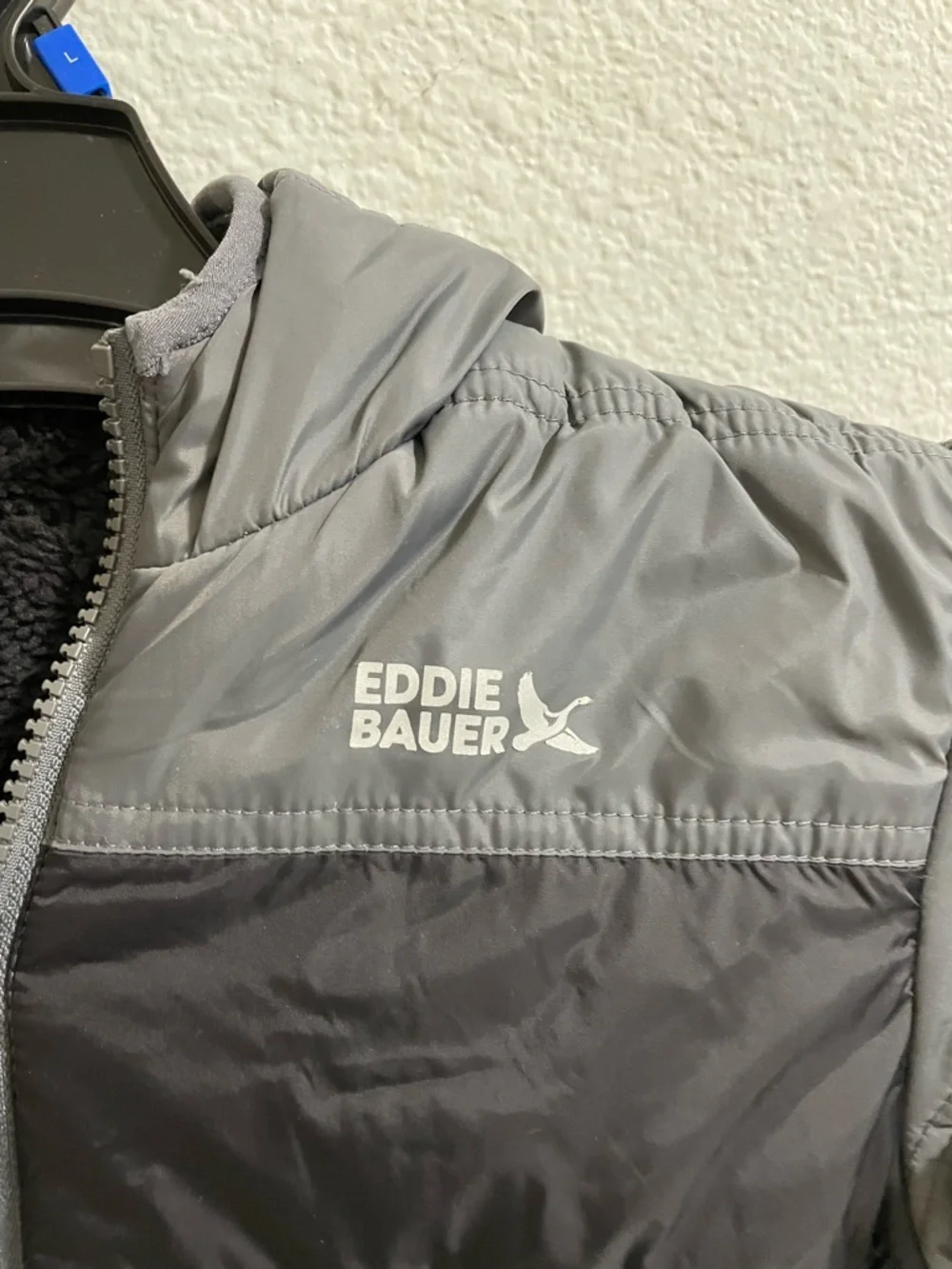 Eddie Bauer Black kids reversible puffer fleece lined Jacket NEW
